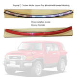 GGG Compatible with Toyota FJ Cruiser 2007-14 Upper Outer RED, Moulding Trim Front Top Windshield Gray FJ Cruiser Glossy Windshield top molding Trim (RED)