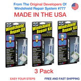 3 Pack Blue-Star Fix Your Windshield Do It Yourself Windshield Repair Kits, Glass Repair KIT Stone Damage CHIP Model # 777 Prevent Stone Damage from Spreading Made in USA