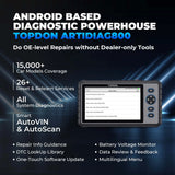 TOPDON ARTIDIAG800 provides OE-level diagnostics and code editing for Domestic, Euro, and Asian vehicles AutoVIN Technology
