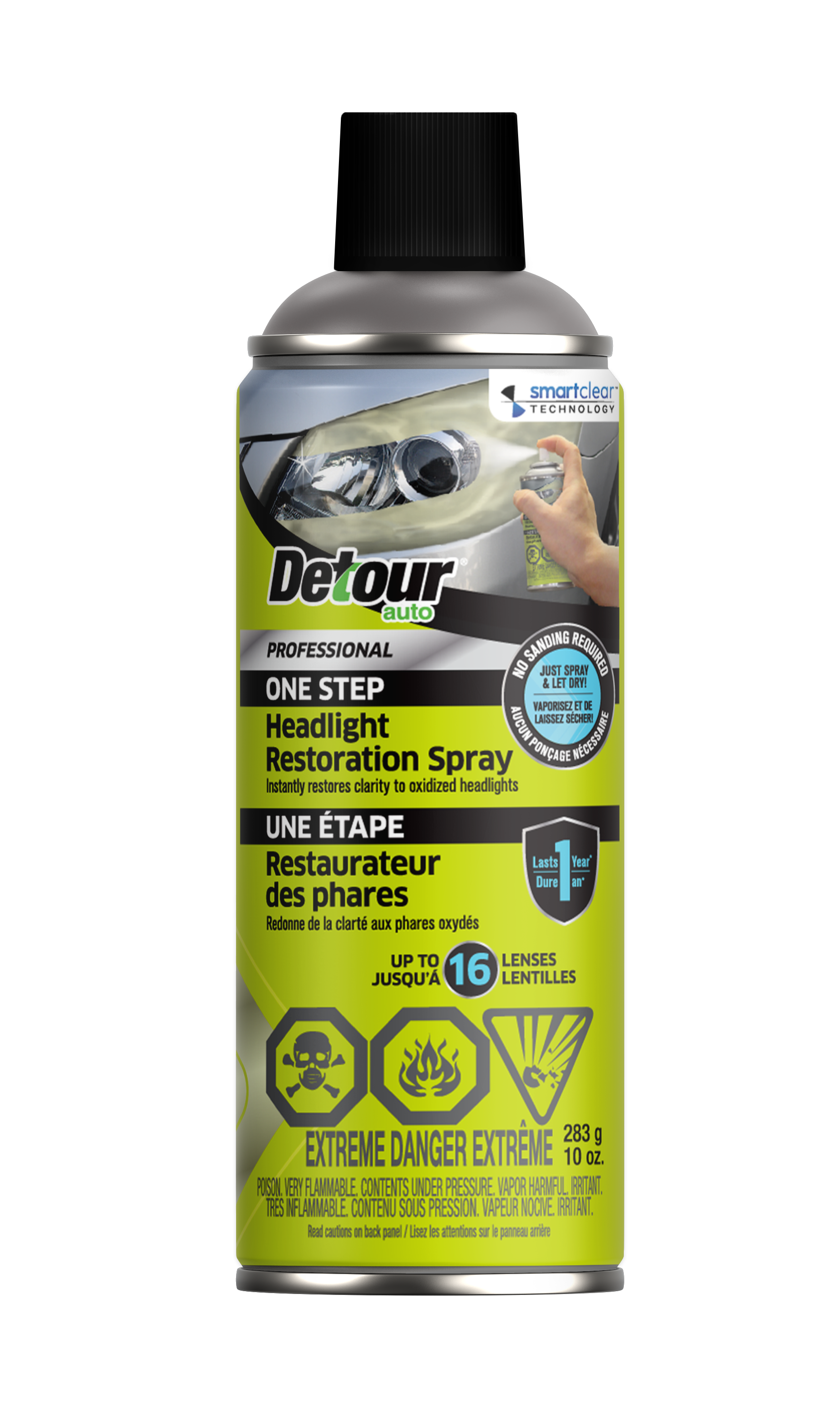 Detour Auto One-Step Headlight Restoration Spray, Easy Heavy-Duty Headlight Lens Restoration