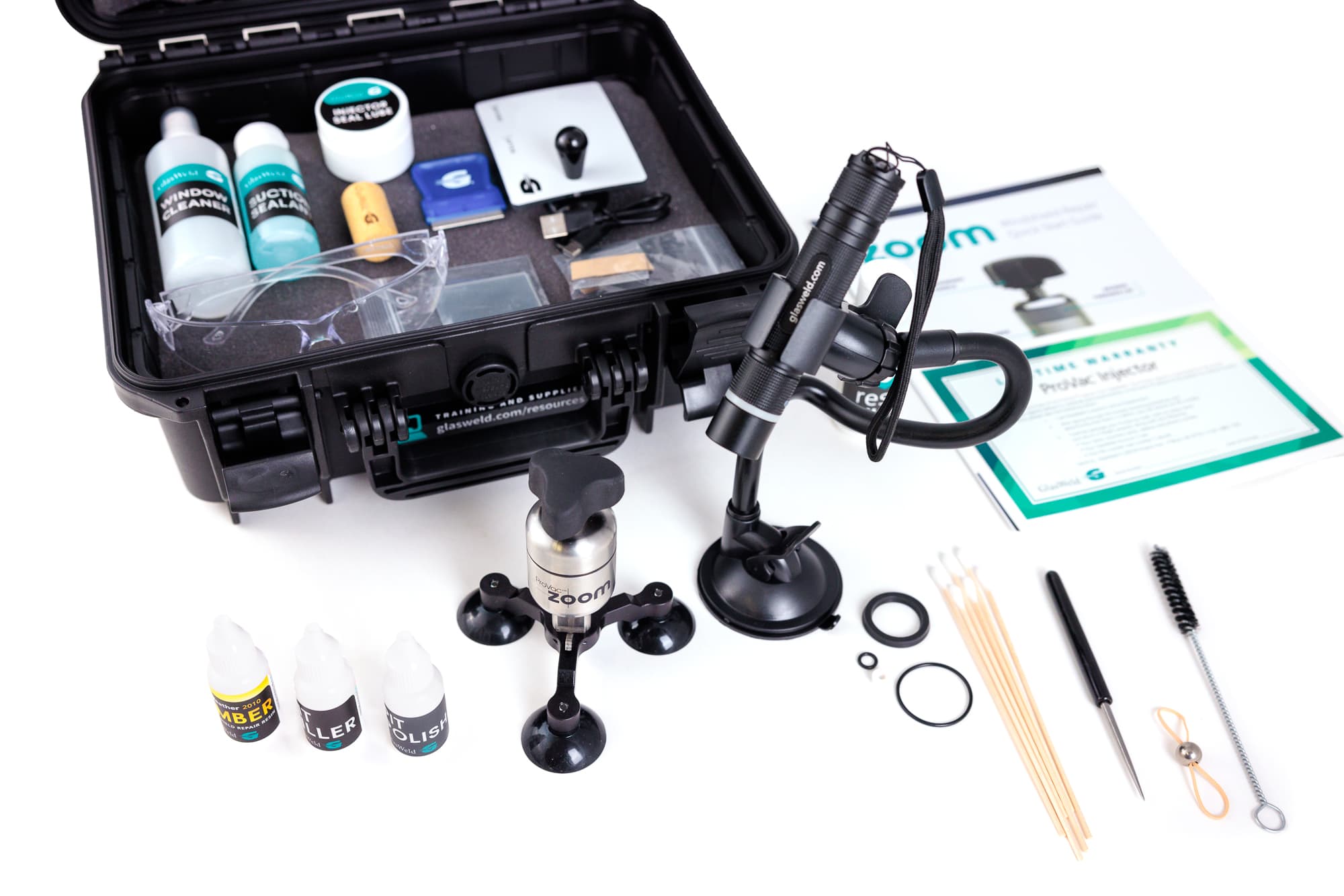 Glasweld Essential Windshield Repair Kit, injector, curing light, resi –  JAAGS