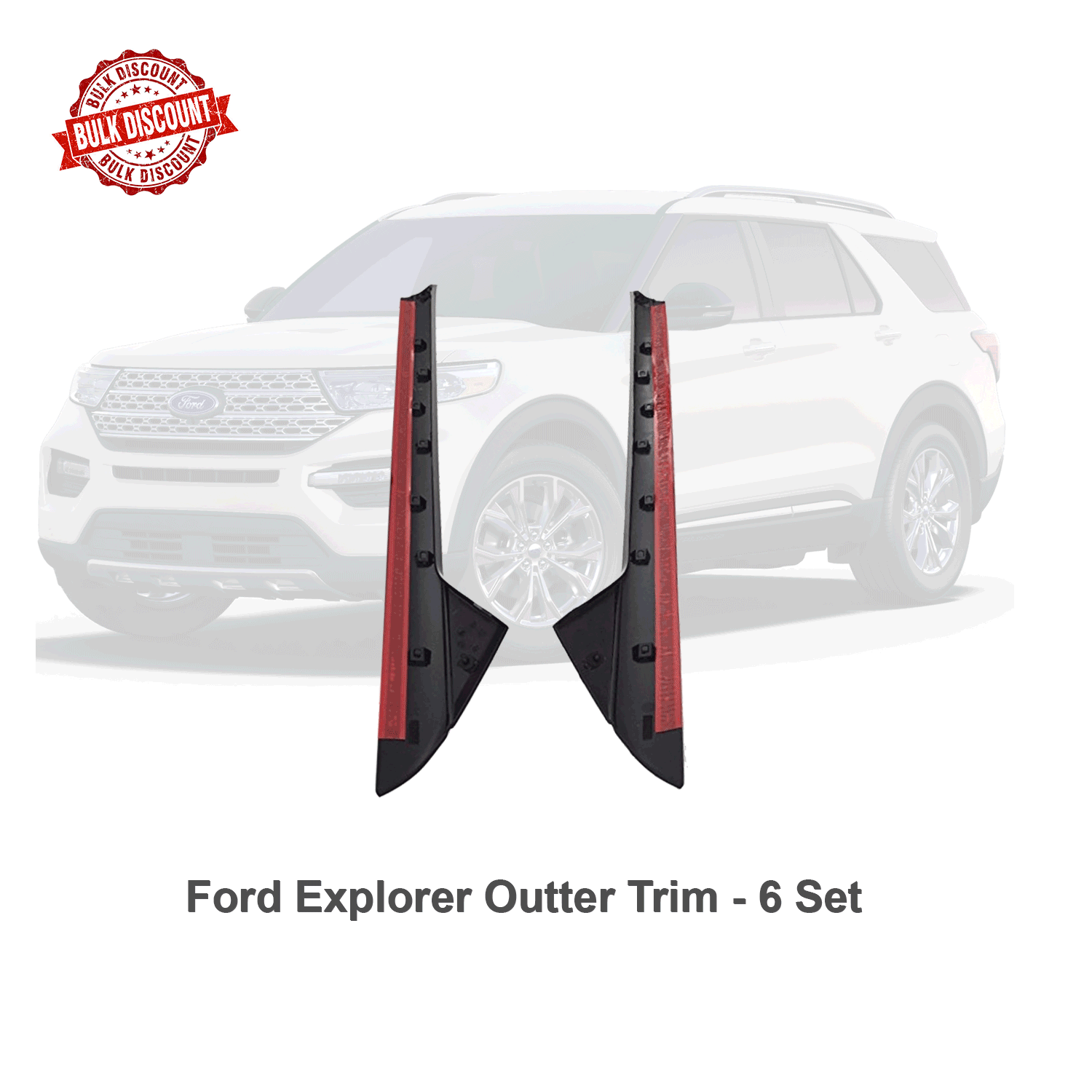 Flexline 2011-19 Compatible with Ford Explorer Windshield Outer (Glossy) & Inner Trim Pillar Molding Right & Left + Clips Ford Explorer Driver and Passenger Side Trim molding DW1843