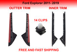 JAAGS 2011-2019 Ford Explorer Windshield molding Outer trim AND Inner Trim, Right & Left Side plus Clips DW1843 - JAAGS