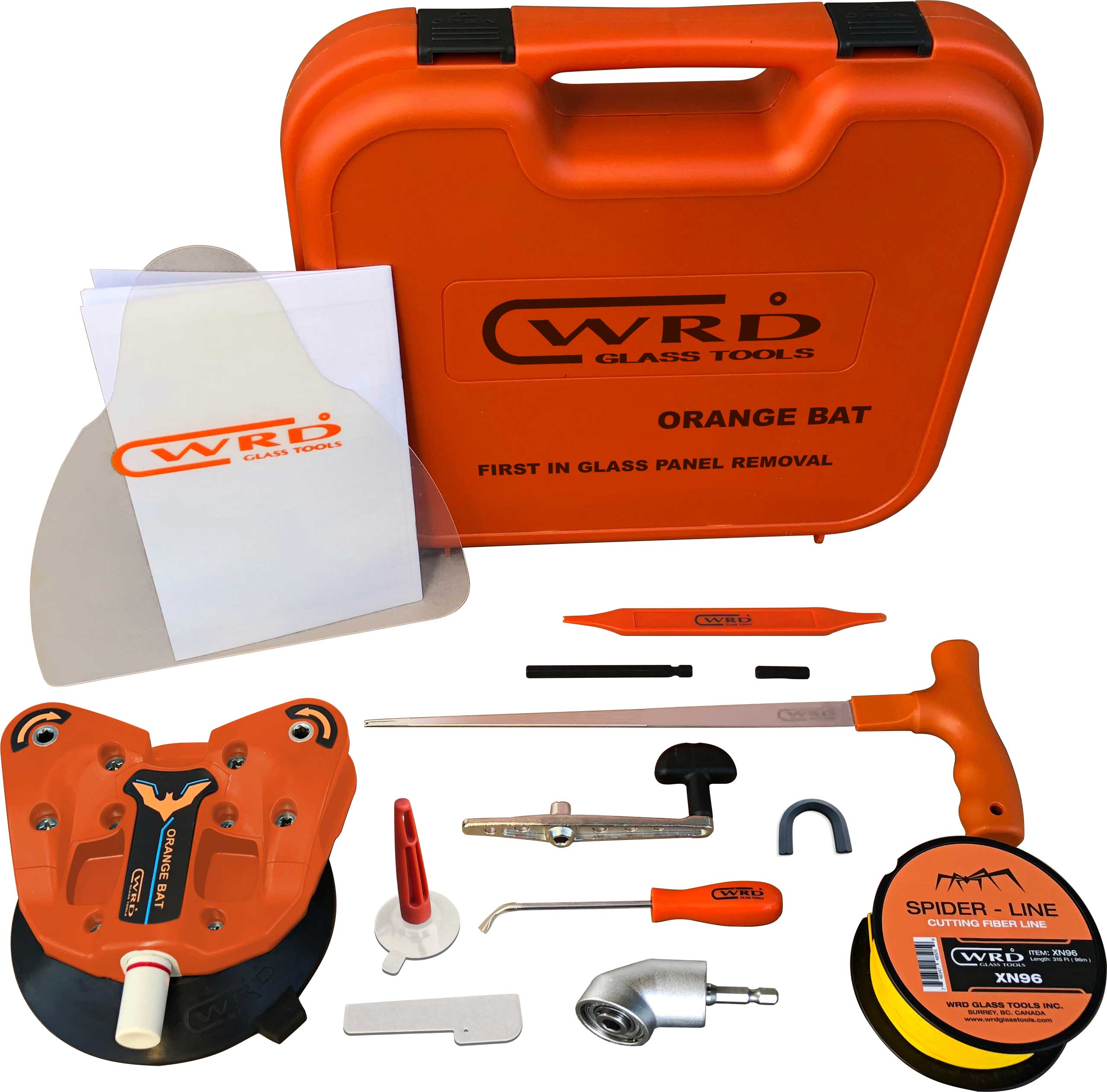 WRD Orange Bat Kit 300W OB 300W Windshield wire cut out kit Auto Glass Removal Tools, Professional Windshield fiber wire removal system, Made in Canada - JAAGS