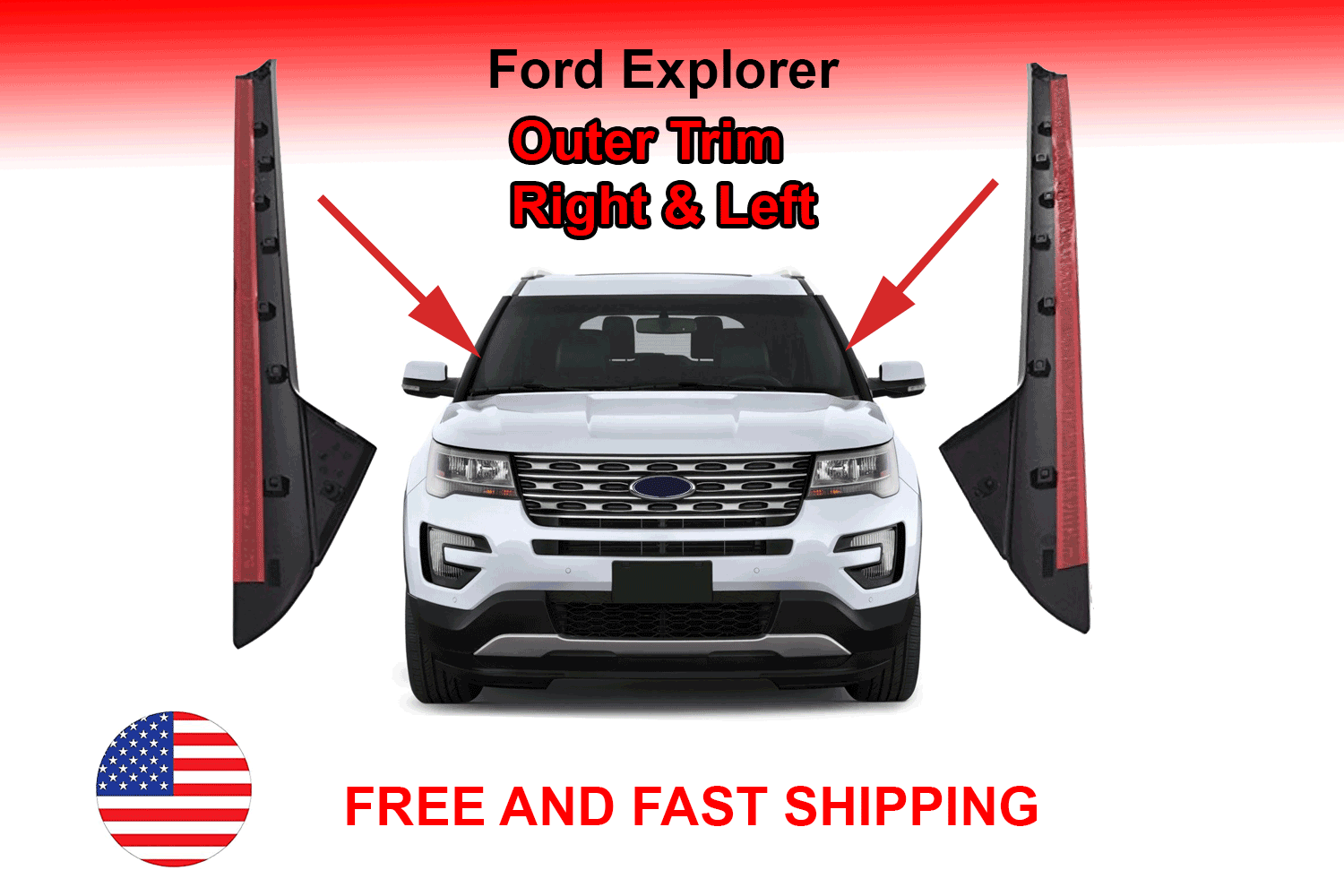 JAAGS 2011-2019 Ford Explorer Windshield molding Outer trim AND Inner Trim, Right & Left Side plus Clips DW1843 - JAAGS