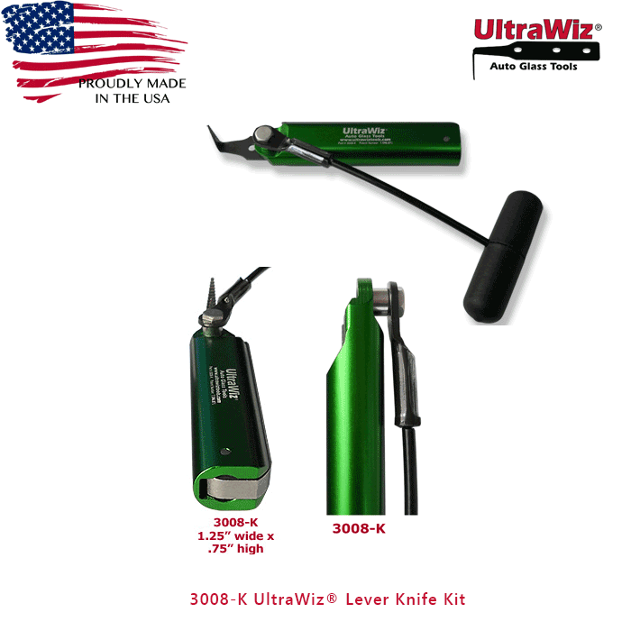 UltraWiz Auto Glass-Windshield Removal Tool-Cut Out Cold Knife 3008-K Lever Made in USA - JAAGS
