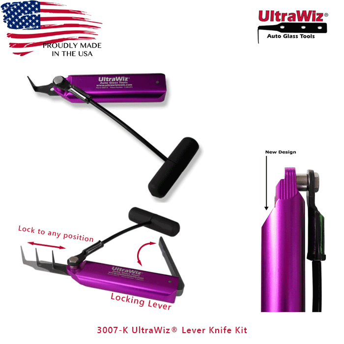 UltraWiz 3007k Lever Knife Knife Auto Glass-Windshield Removal Tool-Cut Out Cold Made in USA - JAAGS